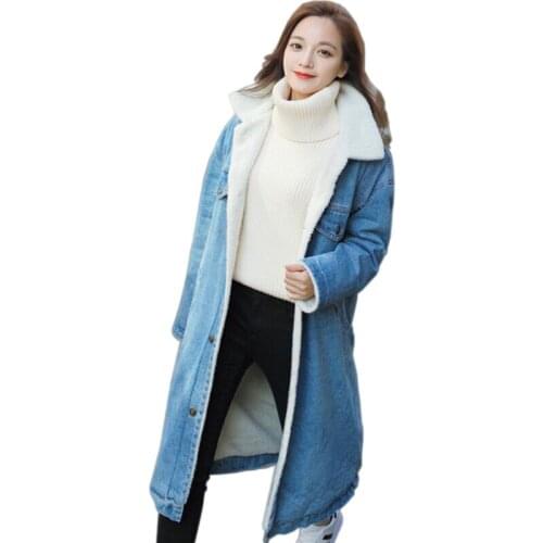 Warm winter denim jacket for Female 2021 New Fashion Autumn Winter Wool lining Jeans Coat Women Bomber Jackets casaco feminino
