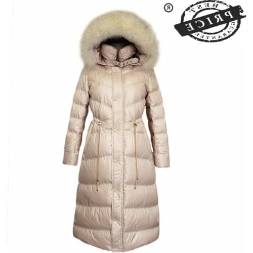 Thick Warm 20% Duck Down Jacket Natural Fox Fur Hooded Clothes 2021 Korean Duck Down Coat X-Long Warm Coats Hiver LW1602