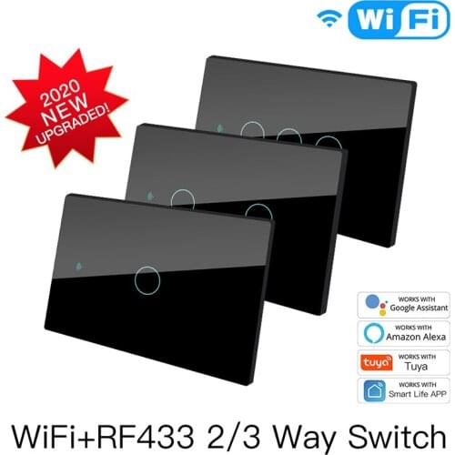 US Smart Glass Panel Switch Smart Life/Tuya App Multi-Control Association Voice Control Work Alexa Google Home 1/2/3 Gang