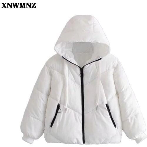 XNWMNZ 2021 Girl Winter Hooded Parkas Warm Down Jacket Cotton Padded Jacket Large Size Woman Coat Thicken New Women Casual Parka