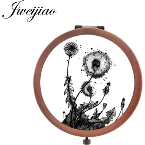 Youhaken loating Dandelion glass cabochon make up mirror ink painting nature plant espejo de maquillaje gift DA32