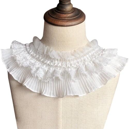 1m White Lace Guipure Exquisite Elastic Folds Embroidery Ribbon Elastic Ruffle Sewing Clothing Headwear lace fabric accessories