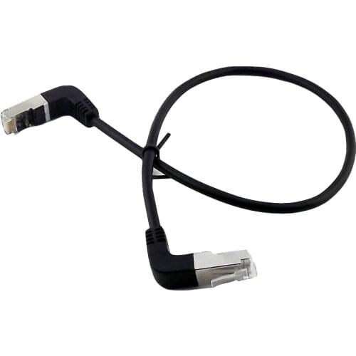 1x Ethernet LAN Network RJ45 Male to Male Plug 90 Degree UP Angled Male to Male Extension Connector Cable 50cm