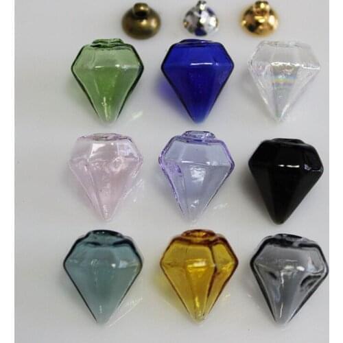 10pcs Diamond Shape Glass Bottles With Cap/Cork Top DIY Pendants craft Wishing Bottles Jars DIY Necklace Jewelry Accessory Gift