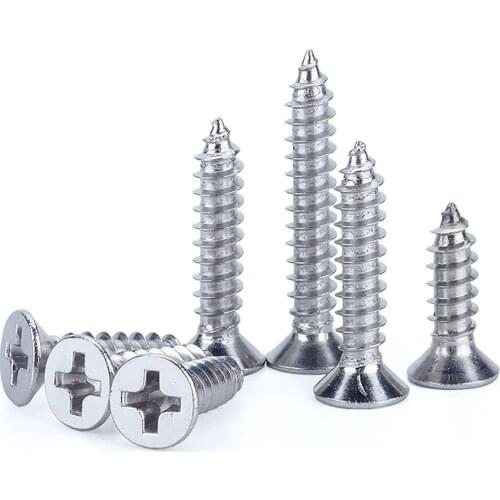 20Pcs GB846 M3 M3.5 M4.2 304 Stainless Steel Cross Recessed Flat Head Self-tapping Screws Countersunk Head Screws