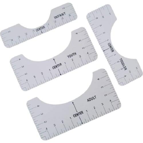 4pcs T-Shirt Alignment Ruler High Precision Guide Craft Tools for Adults Teenagers Toddlers and Baby Size Plastic Tshirt Rulers