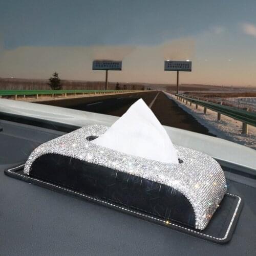 Car tissue box with diamond suit for Audi A4L A6L inlaid diamond water drill creative interior decoration products