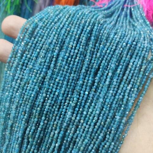 Natural Blue Apatite Stone Small Loose Spacer Beads For Jewelry DIY Making Bracelet Earrings Accessories 15inch 2-4MM