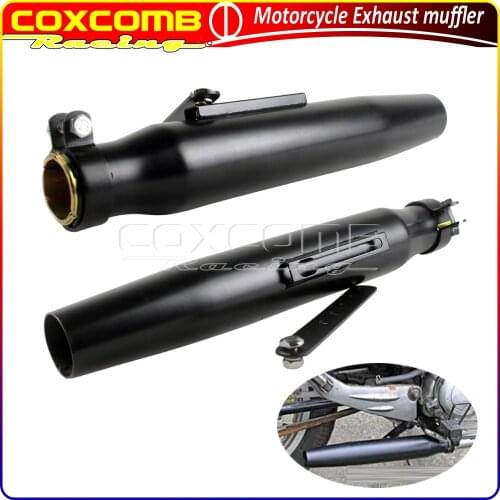 Motorcycle Black/Chrome 415mm Shortly Tapered Silencer Exhaust Pipe 35-41mm Reducer For Harley Sportster Dyna Scrambler Honda