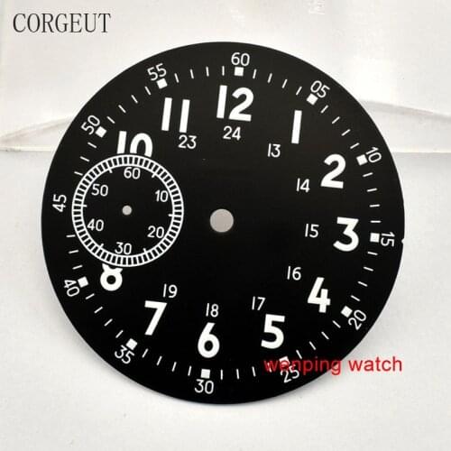 Corgeut 38.9mm green Luminous black dial fit ETA 6497,st3600 Manual winding mechanical movement P713