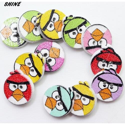 Wooden Sewing Buttons Scrapbooking Bird Colorful Mixed 2 Holes 15 x 13mm 24 PCs Costura Botones Decorate bottoni botoes