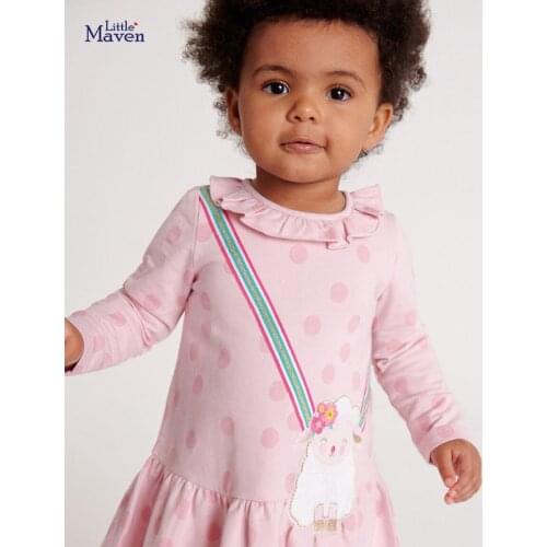 Girls Embroidered Sheep Long Sleeve Autumn Mini Dresses European And American Children Clothing Sukienka Dziewczynka