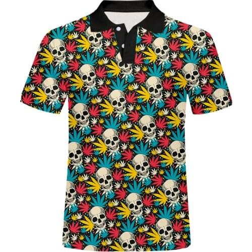 IFPD EU Size Summer Polo Shirts 3D Colorful Maple Leaves Printed Tshirt Hip Hop Fashion Short Sleeve Skull Harajuku Polo T Shirt