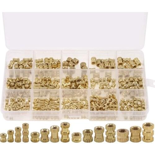 GTBL 370PCS M2 M3 M4 M5 Internal Thread Knurled Nut Brass Thread Insert Insert Nut Sorting Kit