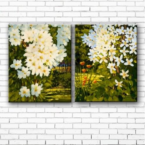 Classical white flower landscape canvas printings oil painting printed on canvas home living room wall art decoration picture