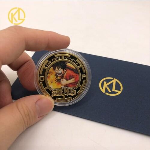 Anime One Piece Luffy Classic Film Characters Nice Printing Gold Plated Coin Collectibles Medal Original Gift for Anime fans