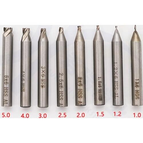 HSS End Milling Cutter 1.0mm 1.2mm 2.0mm 2.5mm 3.0mm 4.0mm 5.0mm Drills Set For DEFU Key Cutting Machines