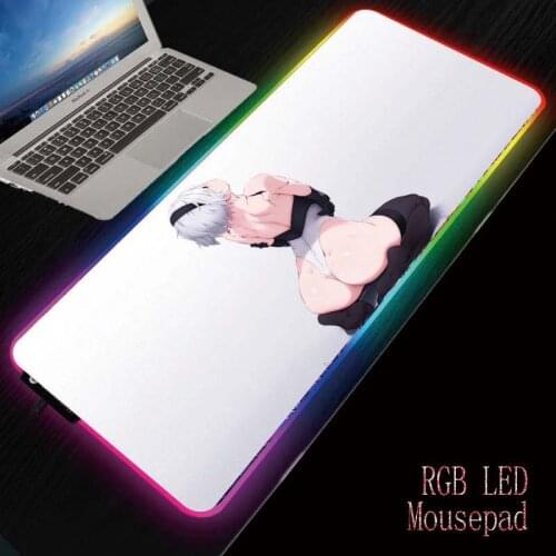 MRGBEST RGB Anime Sexy Girl RGB Gaming Mousepad Backlit Colorful Mause Pad Large Mouse-pad Desk Keyboard LED Mat for Adult