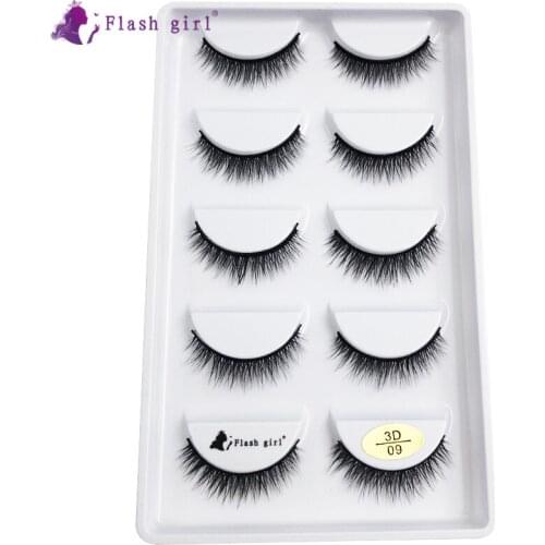 Flash girl BEAUTIFUL mink lashes 100% handmade 5pais 3D09 faux mink comfort false Eyelashes
