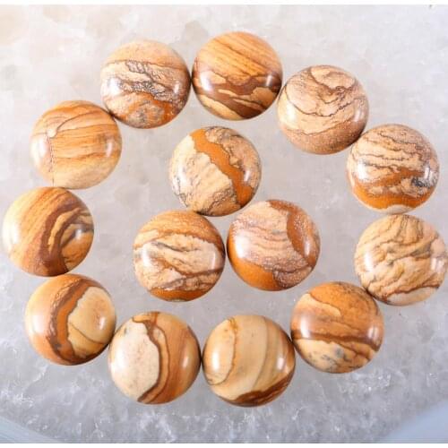 16MM Round CAB Cabochon Natural Gem Stone Picture Jaspers No Drilled Hole Beads For Jewelry Making Bracelet Earring 10Pcs K910