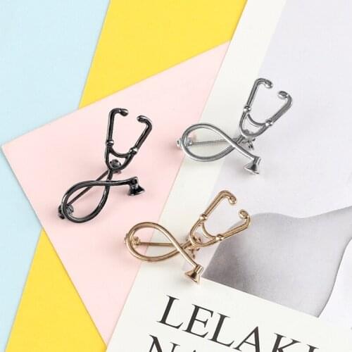 Medical Medicine Brooches for Doctors Nurse Metal Stethoscope Enamel Pins Backpack Shirt Collar Lapel Pin Button Badges Jewelry