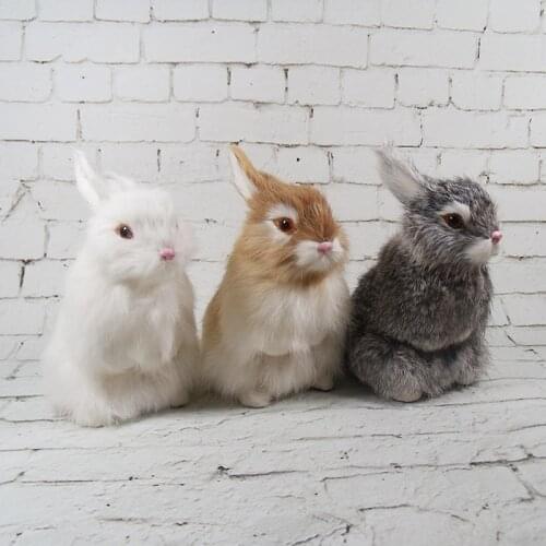 Simulation cute rabbit 16x14x9cm model polyethylene&furs rabbit model home decoration props ,model gift d643