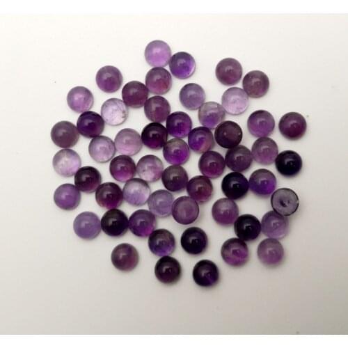 Fashion natural purple crystal stone beads charm 8mm amethysts round cabochon no hole for jewelry Accessories wholesale 50pcs