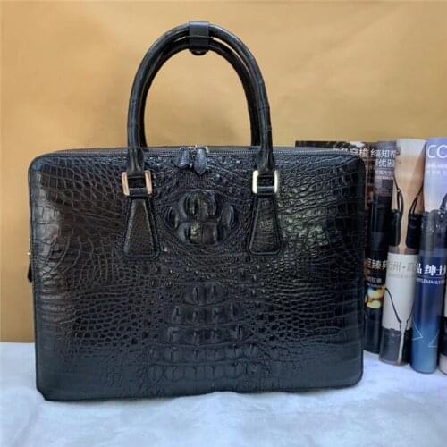 Business Formal Style Authentic Real Crocodile Skin Mens Laptop Briefcase Exotic Genuine Alligator Leather Male Large Handbag