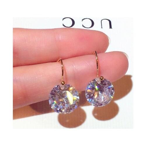 New Korea Temperament Simple Round Earring for Women Three Size AAAzircon Wedding Engagement Birthday Gift for Female Wholesale