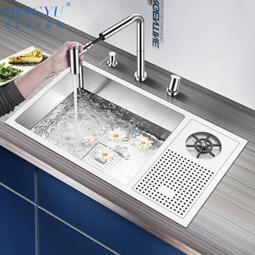 New SUS 304 Stainless Steel High Pressure Cup Rinser Kitchen Sink Handmade Brushed Undermount Bar Counter kitchen Sinks