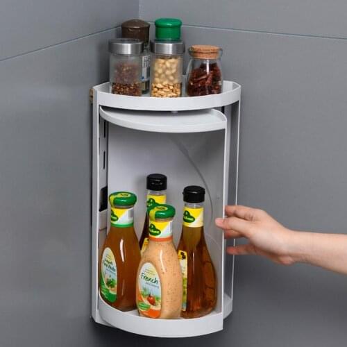 Bathroom Organizer Corner Toilet Rotating Cabinet Stortage Rack Plastic Multifunction Shower Shelf Kitchen Shelves