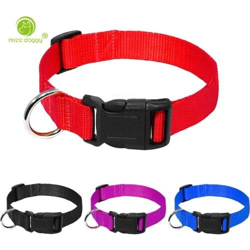 Nylon Webbing Dog Collar Heavy Duty Clip Buckle Pet Collar for Small Medium Dogs Chihuahua Dog Red Black Blue Purple 20