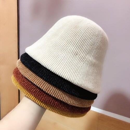 Ins Original Design Solid Bucket Hats Women 5 Colors Fashion All Match Dome Fishing Caps Autumn Winter Outdoors Foldable Hat