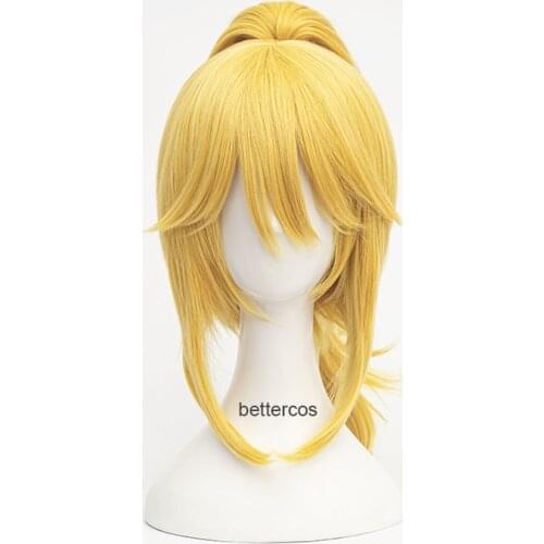 Bowsette Cosplay Wig Princess Bowser Peach Wavy Blonde Heat Resistant Synthetic Hair Perucas Clip Ponytail Cosplay Wigs +Wig Cap
