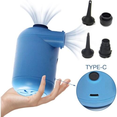 Portable USB Electric Air Pump with 3 Nozzles Micro Inflator for Swimming Pool Air Mattress, Inflatable Boat Inflatable Bed Infl