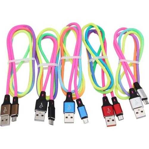 Rainbow Color USB Cable Fast Charging USB Type C Cable Charger Data Charge Micro USB Cable Mobile Phone Cable USB Cord 300pcs
