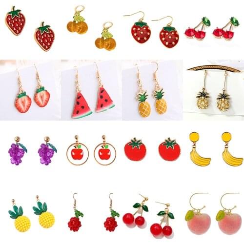 Creative Watermelon Fruit Earrings for Women Fashion Jewelry Strawberry Grapefruit Kiwi Fruit Pineapple Girl Earrings Gifts
