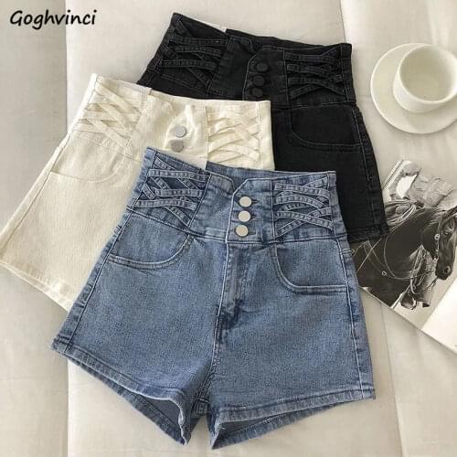 Shorts Women Stylish Design Stylish Retro Solid Simple Female Basic Korean High Waist Summer Straight Denim Bottom Mujer Trouser
