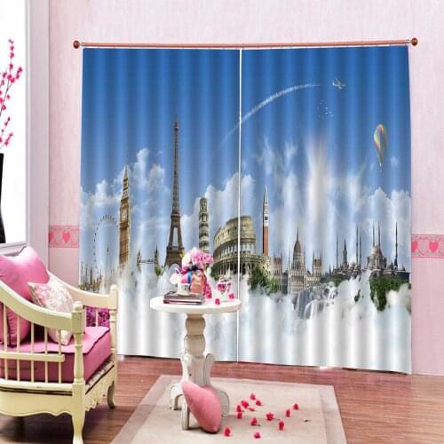 Blue sky City 3D Digital print window curtains for living room bedroom blackout curtains home drapes