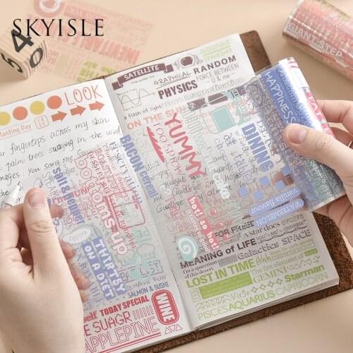 SKYISLE Salt text English letters and paper tape, net red transparent PET hand account text control waterproof sticker decoratio