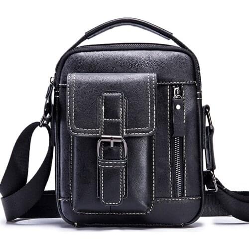 Genuine Leather Bags Men High Quality Messenger Bags Small Travel Dark Brown black Crossbody Shoulder Bag For Men