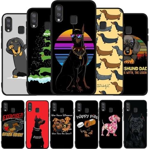 Dachshund Doberman Dog face Black Phone Case For Samsung Galaxy A71 A51 A41 A31 A20E A10 A20 A40 A50 A70 M30S M20 A7 A8 A9 2018