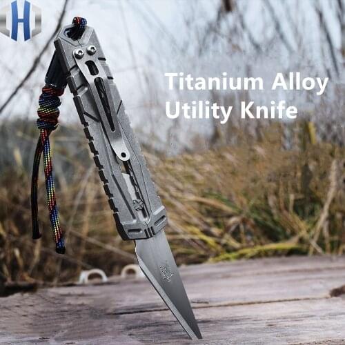 Titanium Hard One-handed Opening And Closing Utility Knife Paper Cutter Edc Tool Stainless Steel Blade Knife