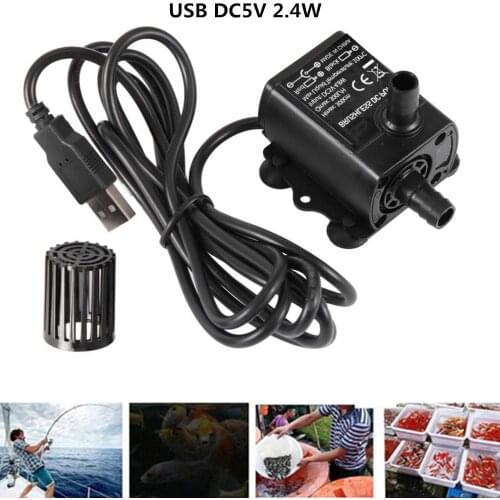 USB DC 5V 2.4W Ultra-quiet Mini Brushless Water Pump 250L/H Lift 200cm Submersible Fountain Aquarium Circulating for Pool