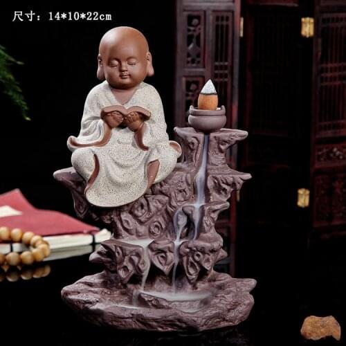 TOP BEST business gift # Spiritual ART# HOME OFFICE " CHAN DAO " Little Monk sand-fired porcelain pottery Aroma Burner ART