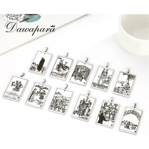 Dawapara Vintage Amulet Pendants for Necklace The Suit of Cups Tarot Cards Men Women Pendant Accessories Stainless Steel Jewelry