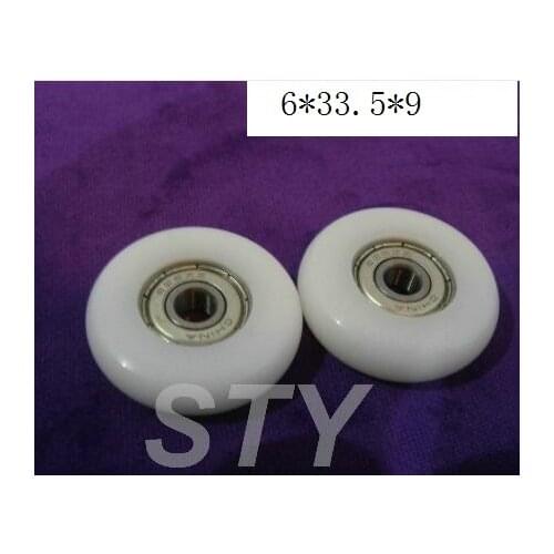 High quality inside 626zz bearing outside polyformaldehyde (POM) Material pulley wheel total size 6*33.5*9mm