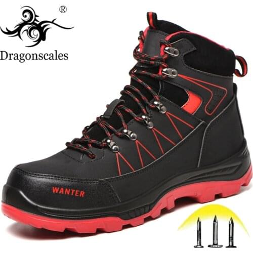 Steel Toe Safety Shoes Men Women leather Industrial & Construction Puncture Proof Work Boots Protective Footwear Large size