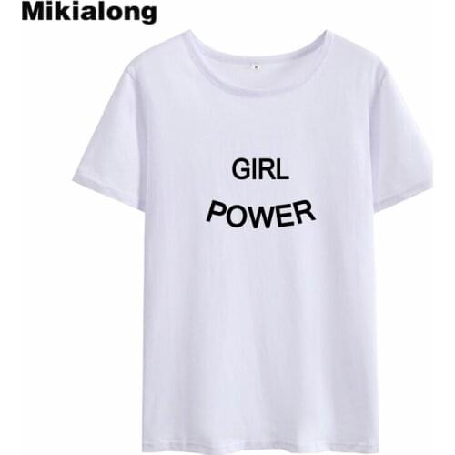MIkialong Girl Power Feminist Harajuku Tshirt Women Top 2018 Summer Short Sleeve Cotton Tee Shirt Femme Tumblr T-shirt Women