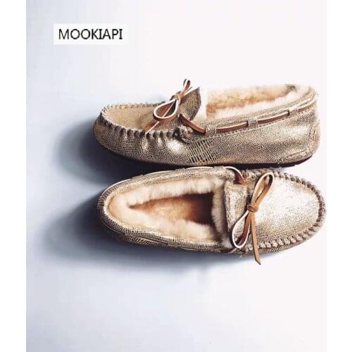 Chinese brand high quality womens shoes, 100%genuine leather, pure wool, classic womens Lefu shoes, free delivery, 4 colors